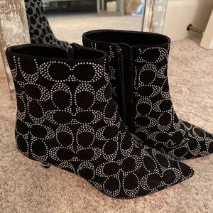 Coach Black Suede Short Boots Size 5.5